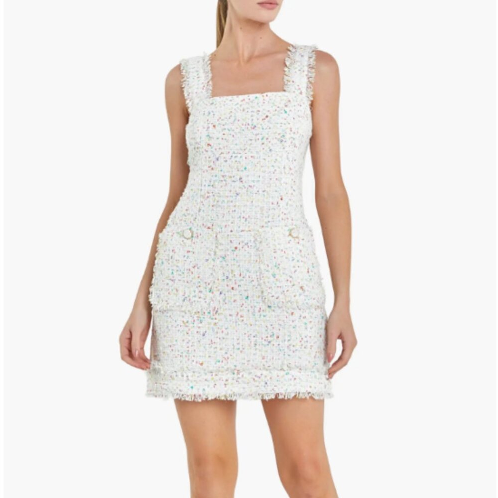 Sleeveless Bouclé Minidress English Factory Size M (Size 6  - 8)